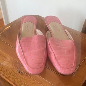 Talbots Pink Croc-Embossed Slip-On Mule